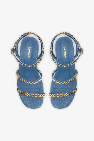 Gio Milanina Flatform Sandal In Blue Stoned Raffia