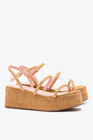 Gio Milanina Flatform In Tulip Patent Leather and Natural Cork