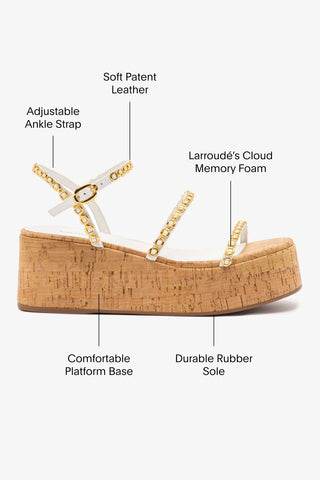 Gio Milanina Flatform In White Patent Leather and Natural Cork