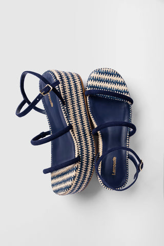 Gio Flatform Navy Suede Flatform Larroudé