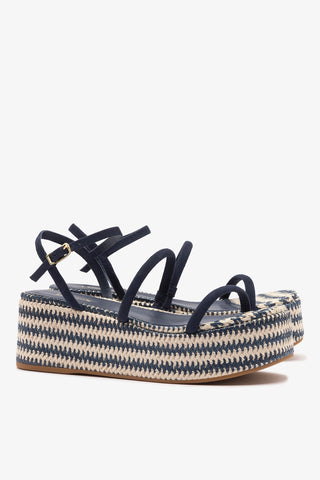 Gio Flatform Navy Suede Flatform Larroudé
