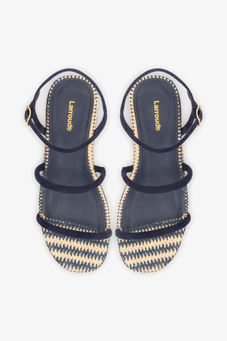 Gio Flatform Navy Suede Flatform Larroudé