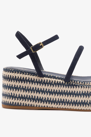Gio Flatform Navy Suede Flatform Larroudé