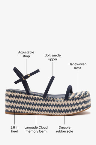 Gio Flatform Navy Suede Flatform Larroudé