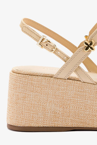 Harmony Flatform Sandal In Beige Raffia