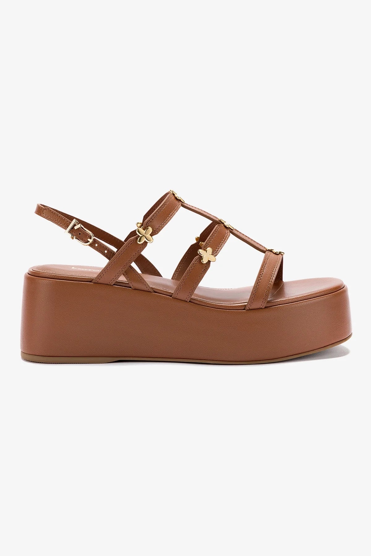 Harmony Flatform Sandal In Caramel Leather - Main Image