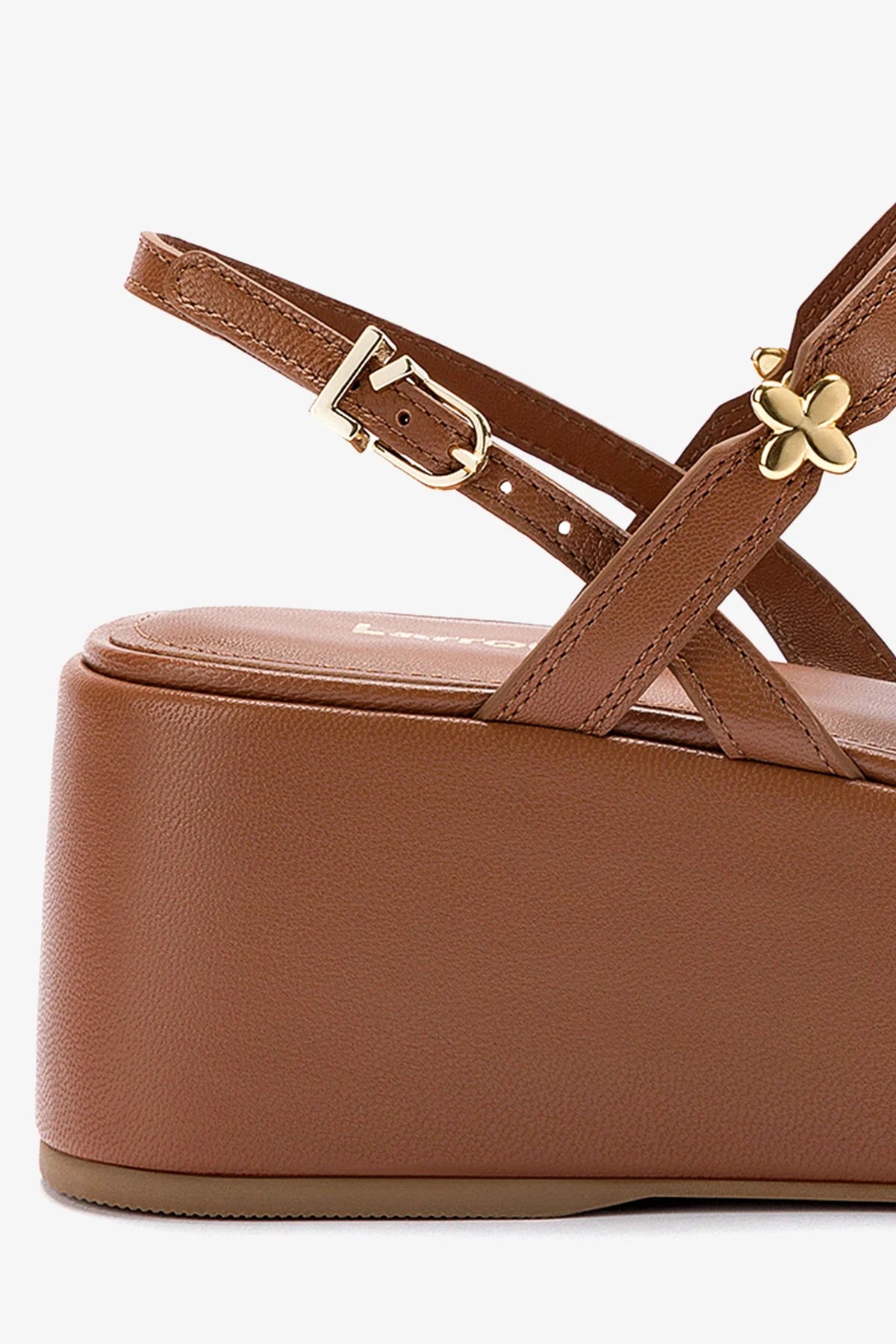 Harmony Flatform Sandal In Caramel Leather Flatforms Larroudé