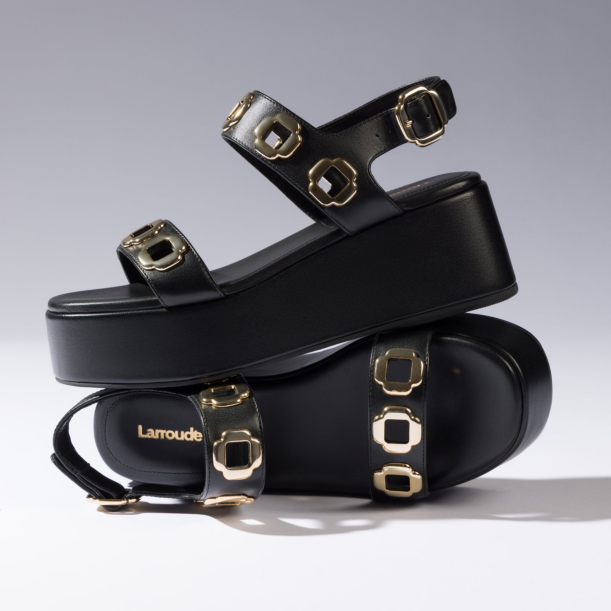 Milan Flatform Sandal In Black Leather