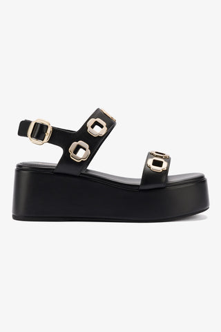 Milan Flatform Sandal In Black Leather