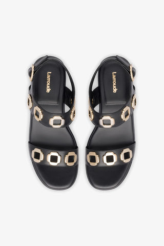 Milan Flatform Sandal In Black Leather