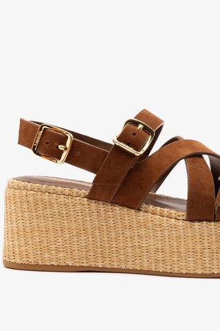 Patti Flatform Burnt Umber Suede Sandal Larroudé