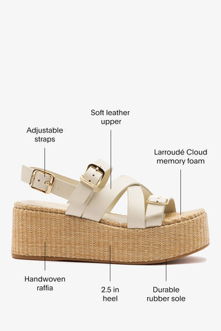 Patti Flatform Ivory Leather Sandal Larroudé