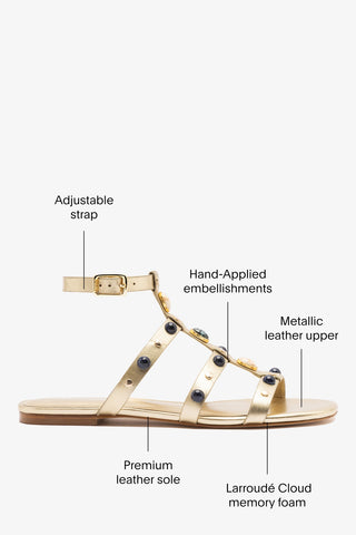 Amalfi Flat Sandal Platina Leather Flat - Sandal Larroudé