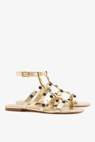 Amalfi Flat Sandal Platina Leather Flat - Sandal Larroudé