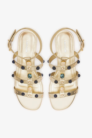 Amalfi Flat Sandal Platina Leather Flat - Sandal Larroudé