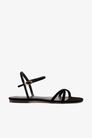 Annie Sandal Ankle Tie In Black Leather