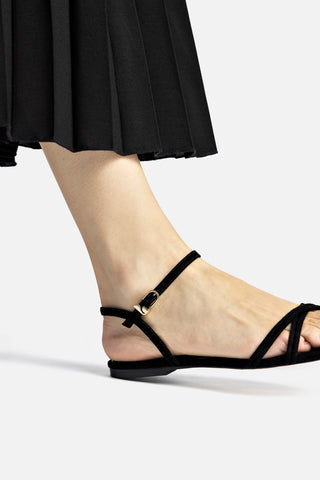 Annie Sandal Ankle Tie In Black Leather