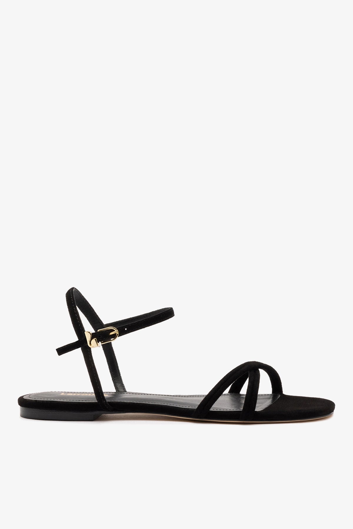 Annie Sandal Ankle Tie In Black Leather - Sandals - Larroudé