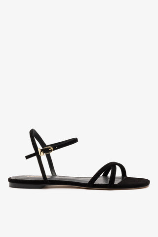 Annie Sandal Ankle Tie In Black Leather