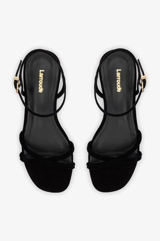 Annie Sandal Ankle Tie In Black Leather