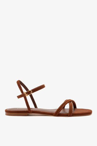 Annie Ankle Strap Sandal In Burnt Umber Leather