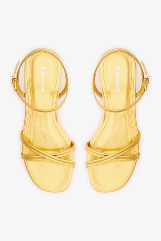 Annie Sandal Ankle Tie In Gold Metallic Leather