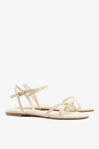 Annie Ankle Strap Sandal In Ivory Leather