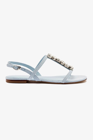 Calypso Flat Sandal In Maya Denim and Crystals