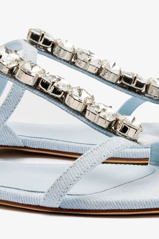 Calypso Flat Sandal In Maya Denim and Crystals