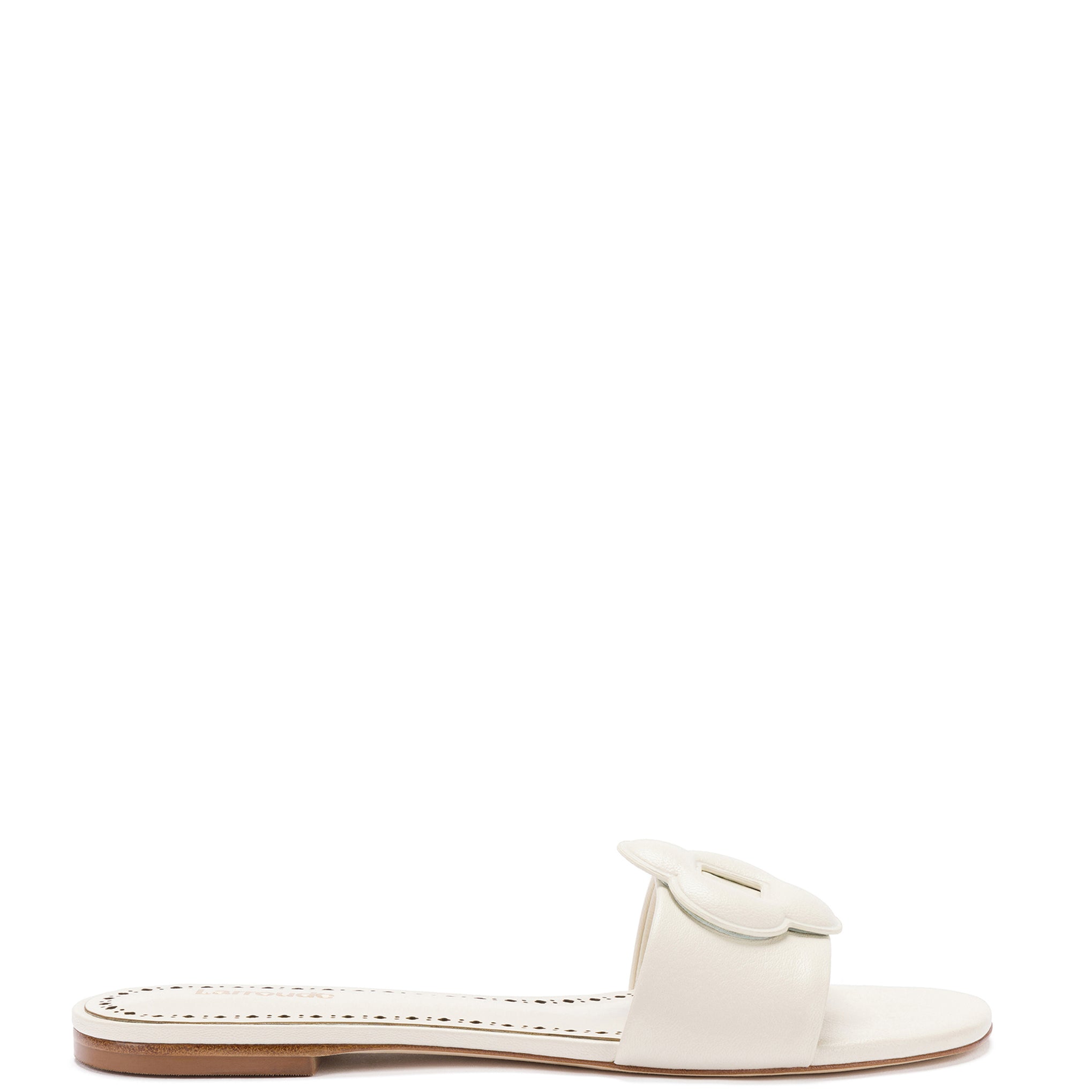 Flora Flat Mule In Ivory Leather