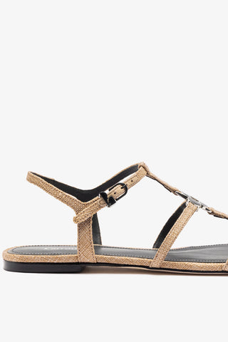 Hana Flat Sandal Beige Raffia Flat - Sandal Larroudé