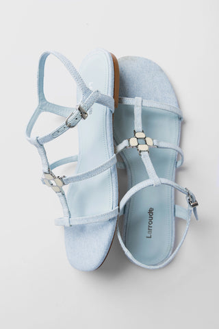 Hana Flat Sandal Maya Denim Flat - Sandal Larroudé