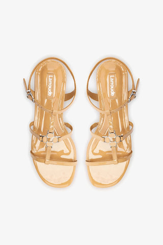 Hana Flat In Tan Patent Leather