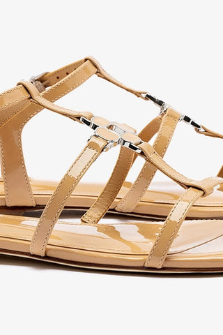 Hana Flat In Tan Patent Leather