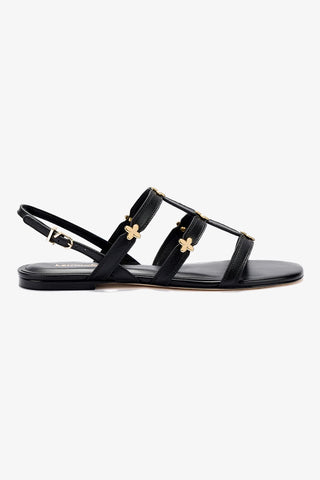 Harmony Flat Sandal In Black Leather