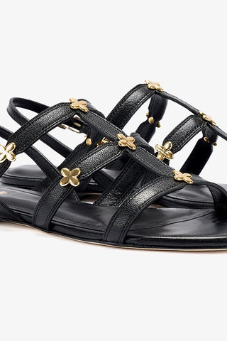 Harmony Flat Sandal In Black Leather