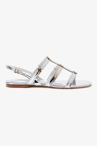 Harmony Flat Sandal In Silver Specchio