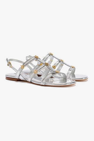 Harmony Flat Sandal In Silver Specchio