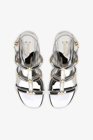 Harmony Flat Sandal In Silver Specchio