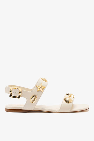 Madison Flat Sandal Ivory Leather Flat - Sandal Larroudé