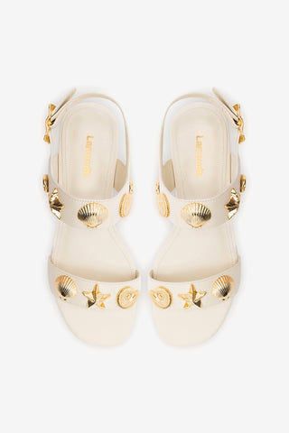 Madison Flat Sandal Ivory Leather Flat - Sandal Larroudé