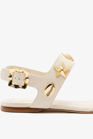 Madison Flat Sandal Ivory Leather Flat - Sandal Larroudé