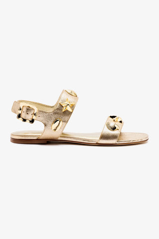 Madison Flat In Gold Metallic Leather