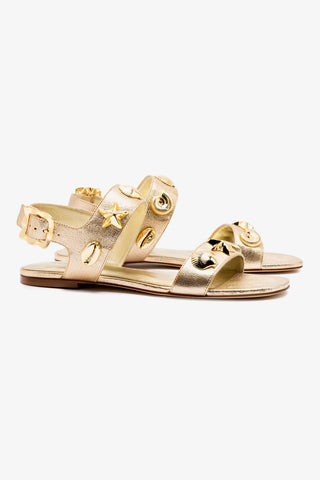 Madison Flat In Gold Metallic Leather