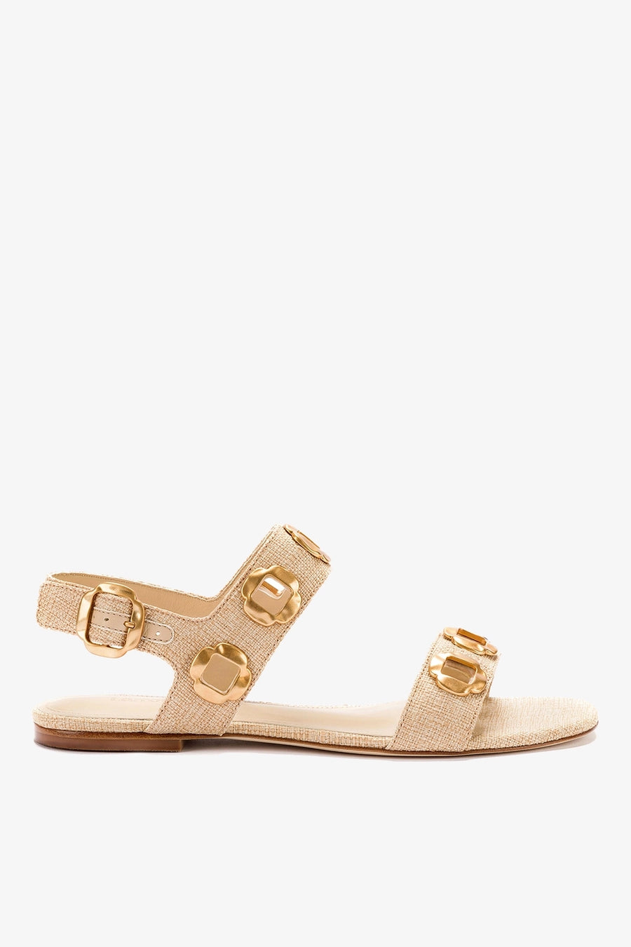 Milan Flat Sandal In Beige Raffia Flat - Sandal Larroudé 5 Beige
