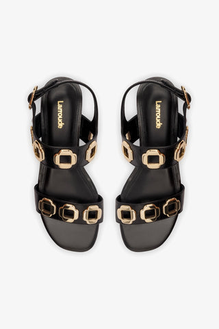 Milan Flat Sandal In Black Leather