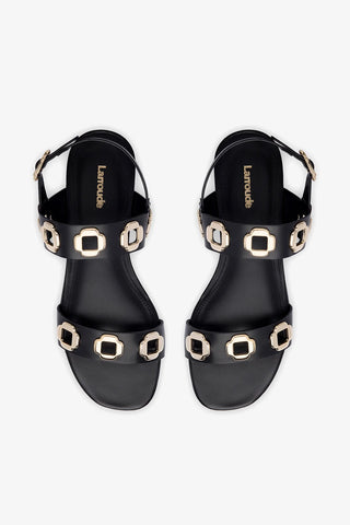 Milan Flat Sandal In Black Leather