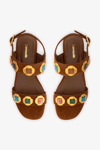 Milan Gioiello Flat In Burnt Umber Leather