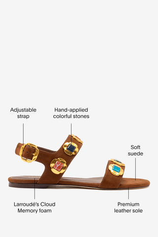 Milan Gioiello Flat In Burnt Umber Leather