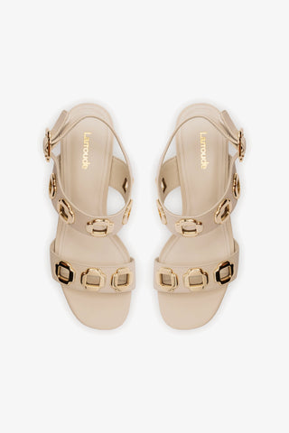 Milan Flat Sandal In Ivory Leather